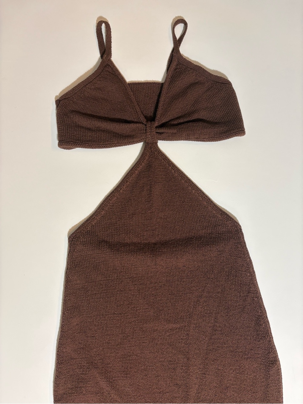 Babyboo Maxi Dress Knit Cutout Sz L Vacation Bodycon Brown - Picture 3 of 8